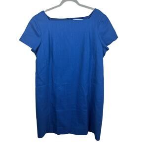MM Lafleur Square Neck Sheath Dress Size 16 Blue EUC Career Wear